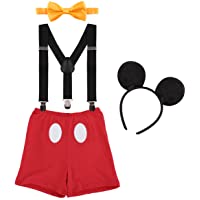 Los mejores  - Conjunto de 4 piezas para bebé recién nacido con diseño de mariposa- cinta de corbata y lazo- disfraz de cumpleaños…